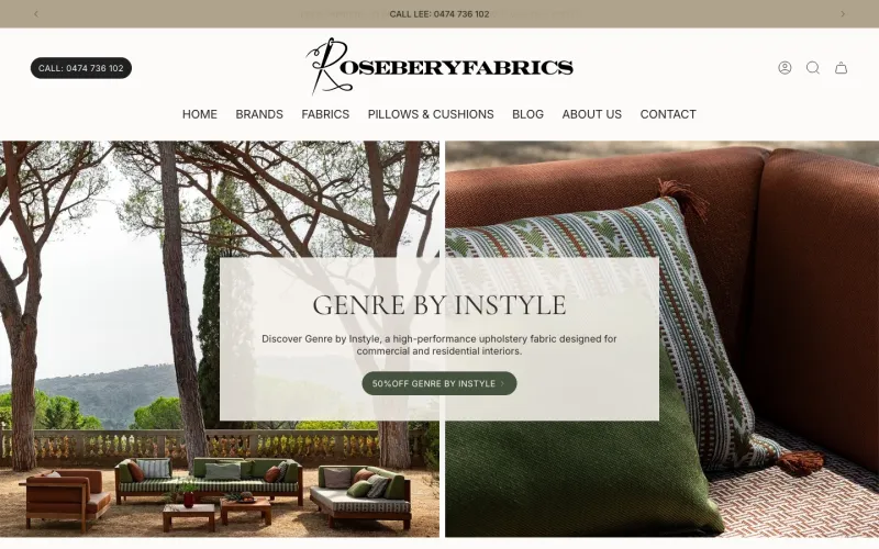 Rosebery Fabrics website