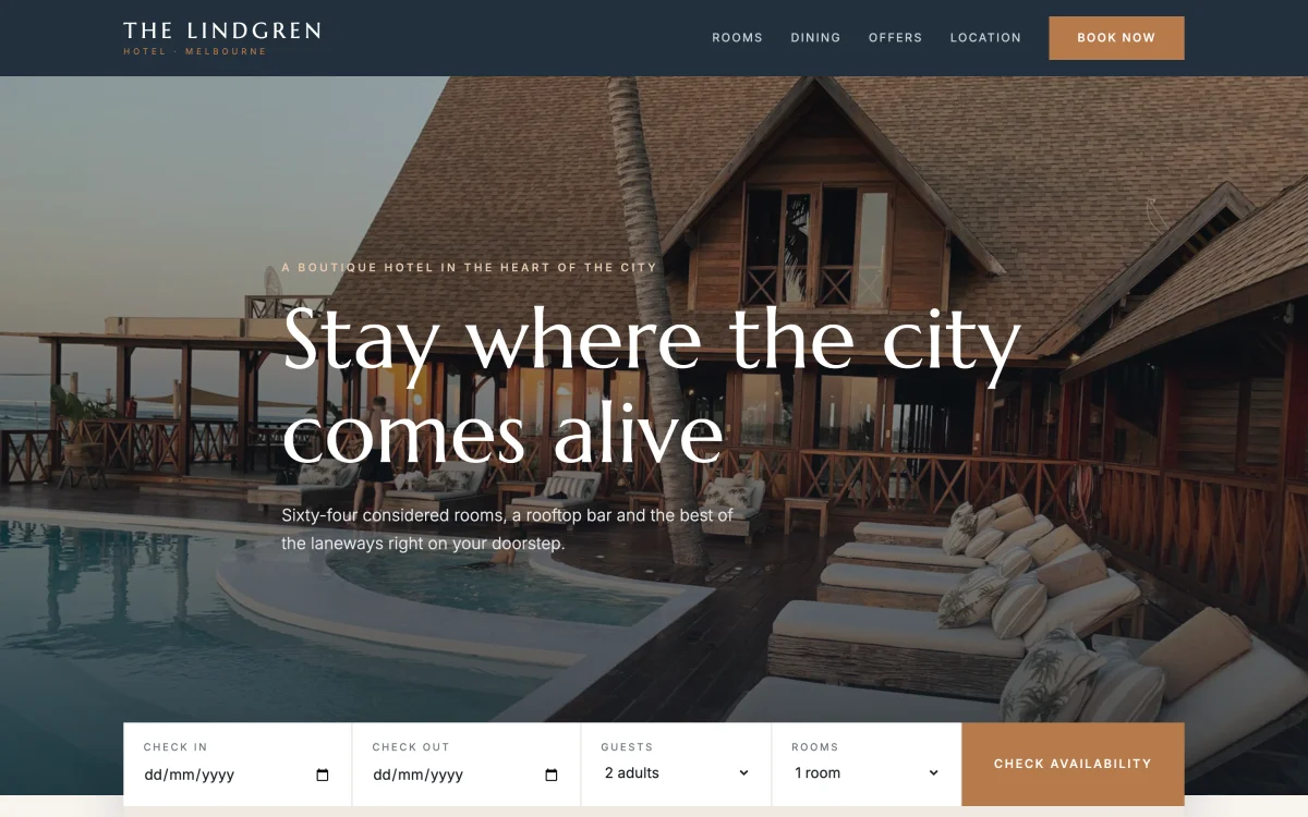 Accommodation Hotel theme demo home page