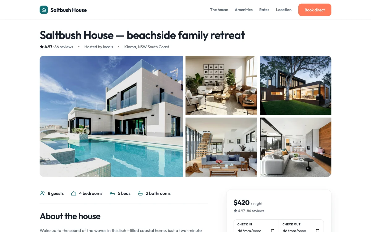 Accommodation Rental theme demo home page