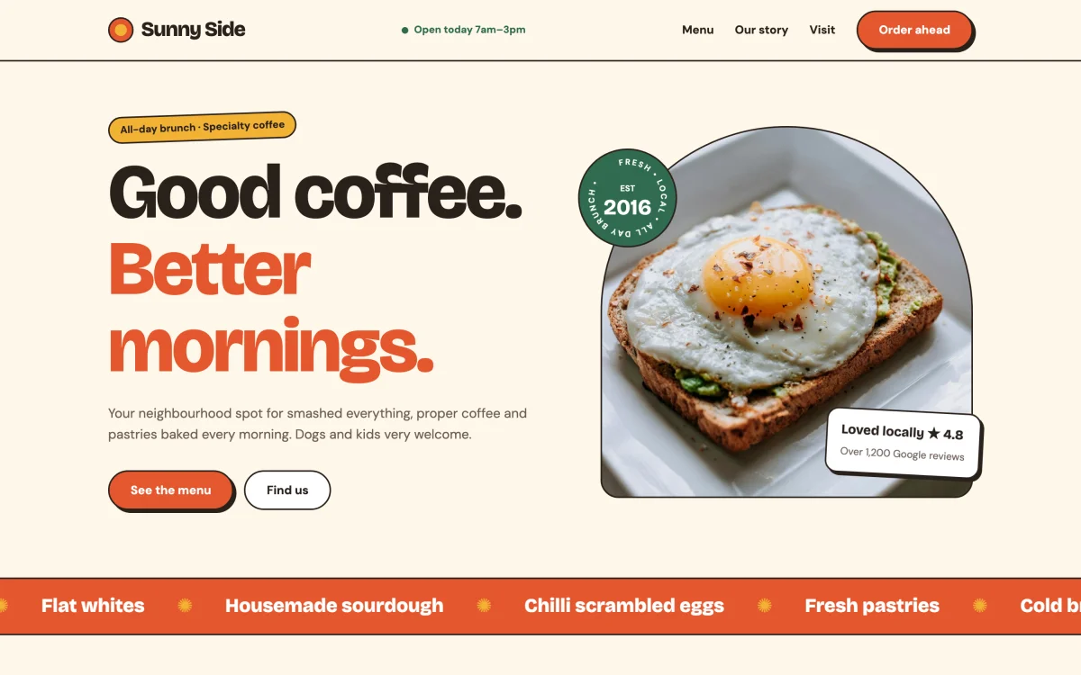 Cafe Brunch theme demo home page