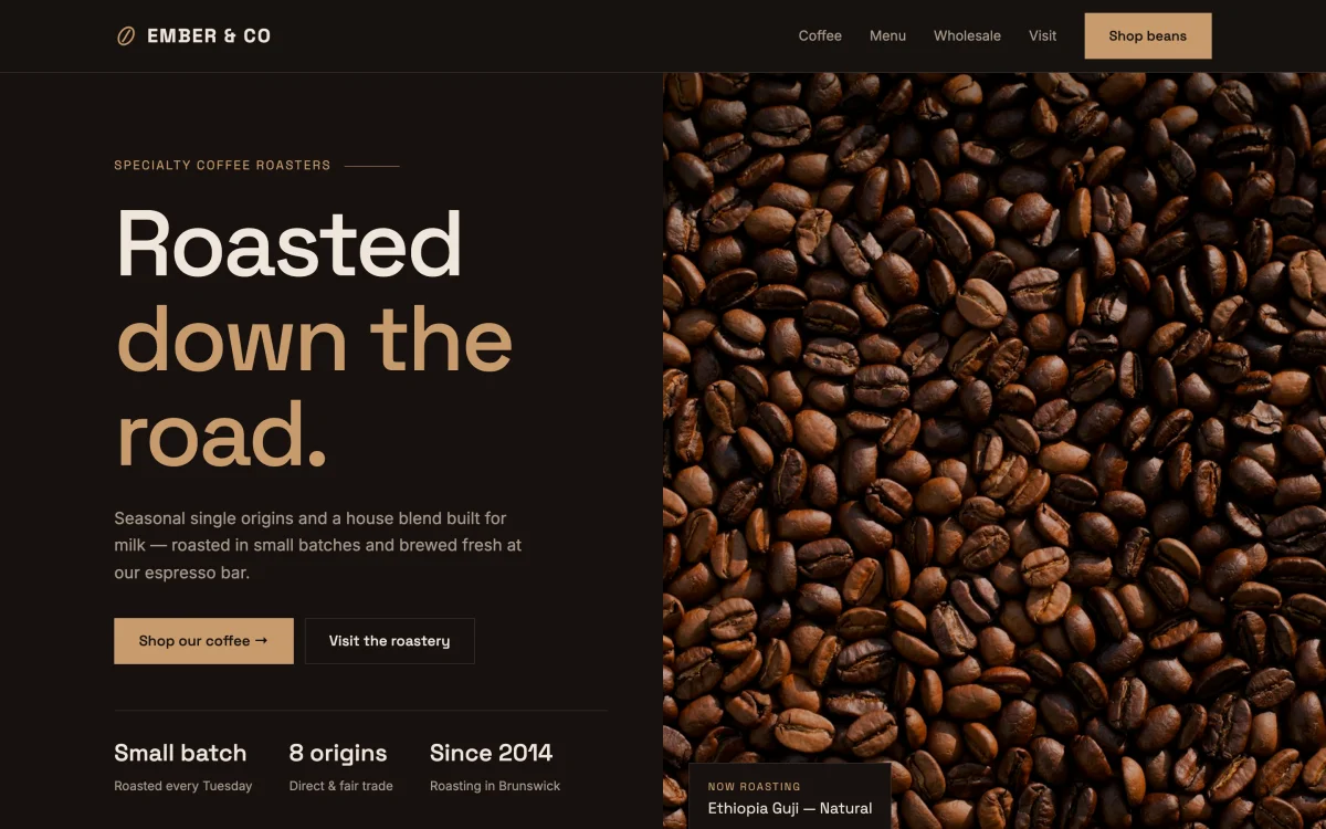 Cafe Roastery theme demo home page