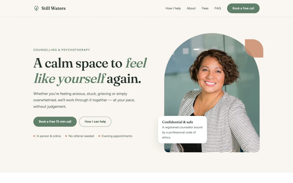 Counselling Sage theme demo home page