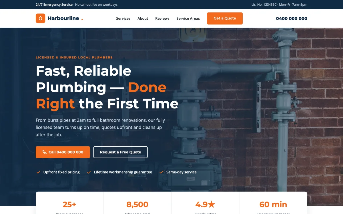 Plumbing Classic theme demo home page