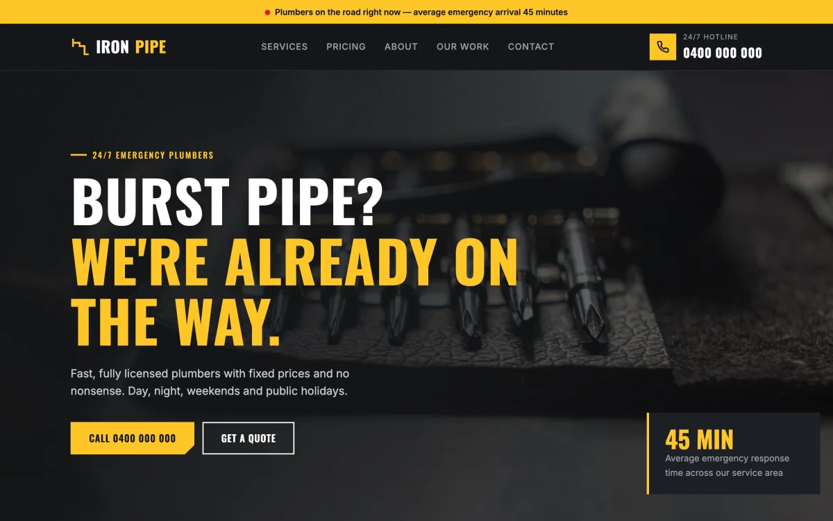 Plumbing Industrial theme demo home page