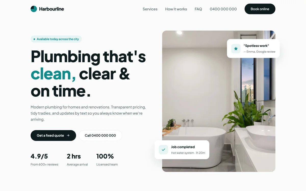 Plumbing Modern theme demo home page